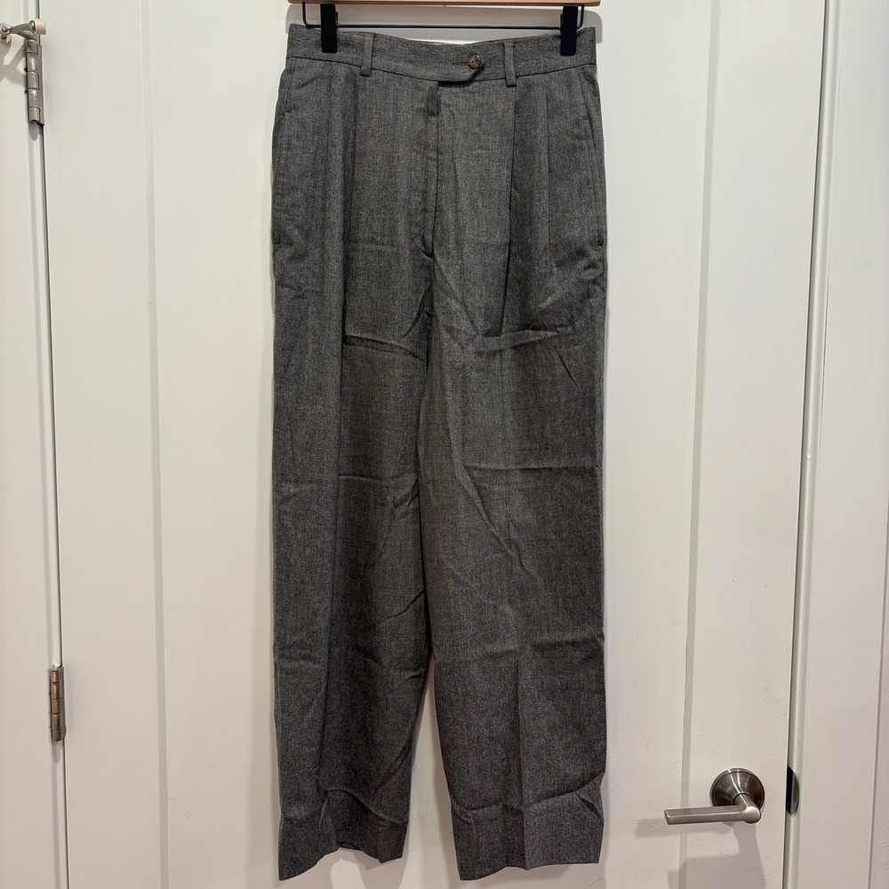 Mark Shale Wool Cashmere Pleated Trousers Gray Wide Leg‎ Pants 6 made in Italy